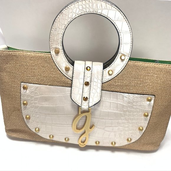Guess Handbags - Guess Straw Handbag Purse Circle Handles
